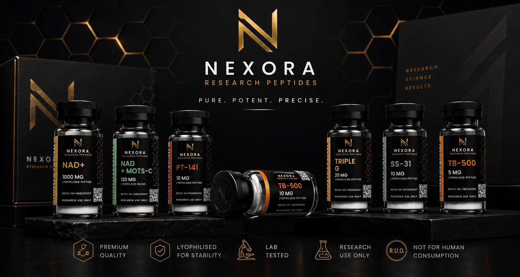Nexora research peptide vials